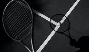Preview wallpaper tennis, racket, tennis ball, bw