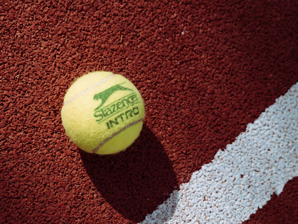 1024x768 Wallpaper tennis, tennis ball, ball, court, markup