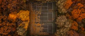 Preview wallpaper tennis, tennis court, autumn, aerial view