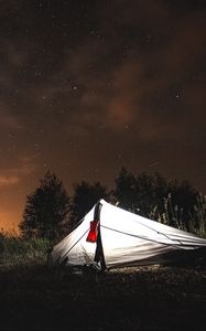 Preview wallpaper tent, camping, forest, night, nature