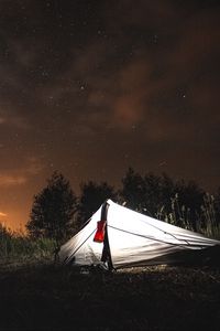 Preview wallpaper tent, camping, forest, night, nature