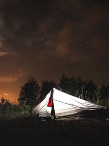 Preview wallpaper tent, camping, forest, night, nature