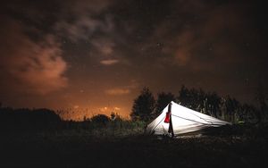 Preview wallpaper tent, camping, forest, night, nature