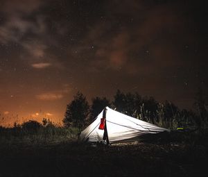 Preview wallpaper tent, camping, forest, night, nature