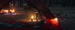 Preview wallpaper tent, camping, forest, nature
