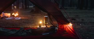 Preview wallpaper tent, camping, forest, nature