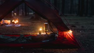 Preview wallpaper tent, camping, forest, nature