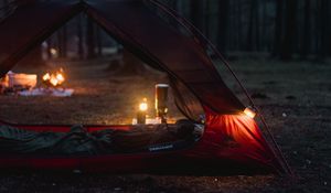 Preview wallpaper tent, camping, forest, nature