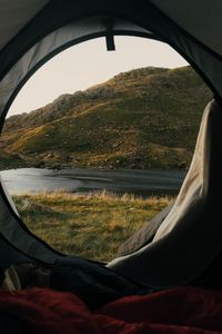 Preview wallpaper tent, camping, mountains, nature, river