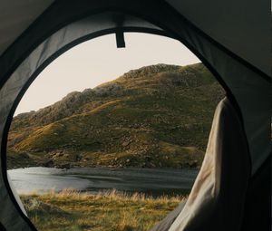 Preview wallpaper tent, camping, mountains, nature, river