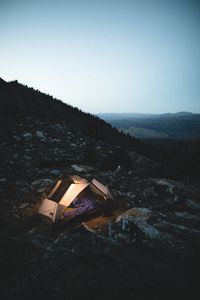 Preview wallpaper tent, camping, mountains, nature, night