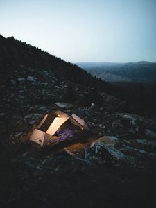 Preview wallpaper tent, camping, mountains, nature, night