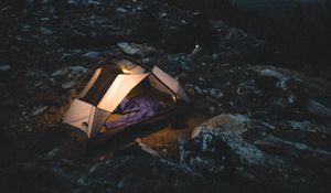 Preview wallpaper tent, camping, mountains, nature, night