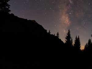 Preview wallpaper tent, camping, mountains, nature, night, stars