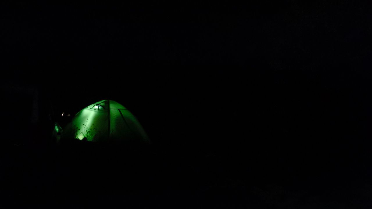 Wallpaper tent, camping, night, starry sky, darkness