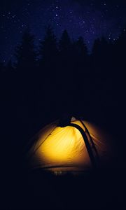 Preview wallpaper tent, camping, night, forest