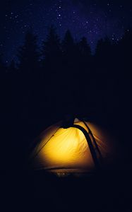 Preview wallpaper tent, camping, night, forest