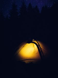 Preview wallpaper tent, camping, night, forest