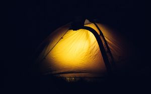 Preview wallpaper tent, camping, night, forest