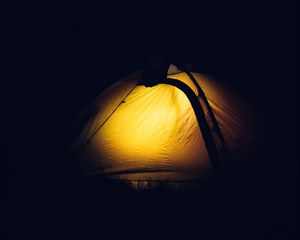 Preview wallpaper tent, camping, night, forest