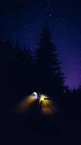 Preview wallpaper tent, camping, night, nature, dark