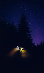 Preview wallpaper tent, camping, night, nature, dark