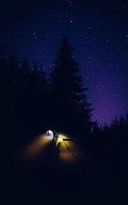 Preview wallpaper tent, camping, night, nature, dark