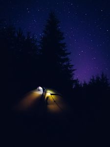 Preview wallpaper tent, camping, night, nature, dark