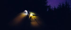 Preview wallpaper tent, camping, night, nature, dark