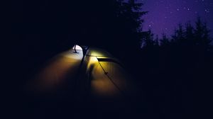 Preview wallpaper tent, camping, night, nature, dark