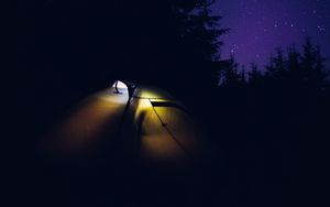 Preview wallpaper tent, camping, night, nature, dark