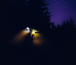 Preview wallpaper tent, camping, night, nature, dark