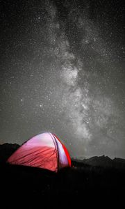 Preview wallpaper tent, camping, night, stars, starry sky