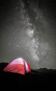 Preview wallpaper tent, camping, night, stars, starry sky