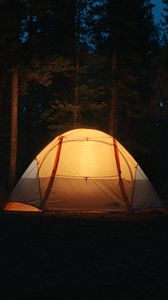 Preview wallpaper tent, camping, night, forest, dark
