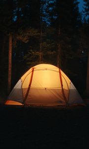 Preview wallpaper tent, camping, night, forest, dark