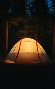 Preview wallpaper tent, camping, night, forest, dark