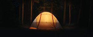 Preview wallpaper tent, camping, night, forest, dark