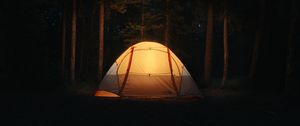 Preview wallpaper tent, camping, night, forest, dark