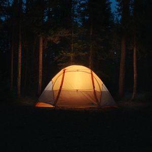 Preview wallpaper tent, camping, night, forest, dark