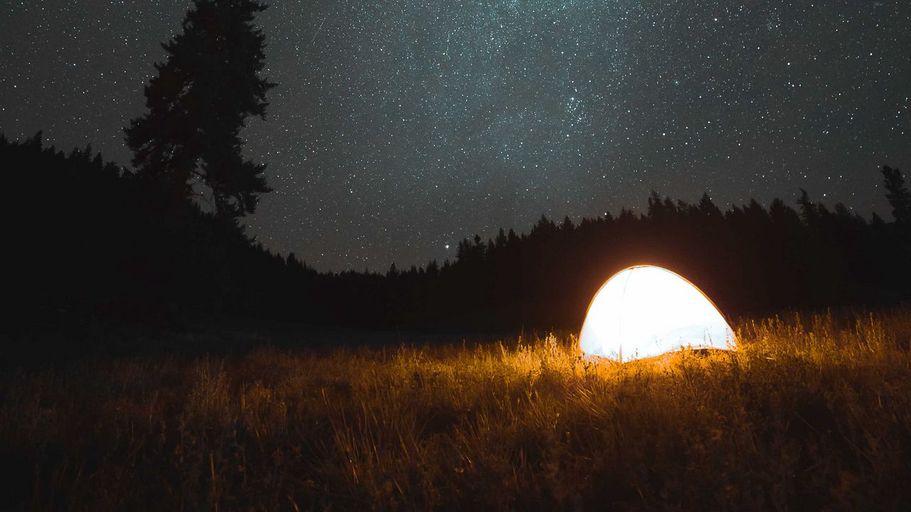 Wallpaper tent, camping, night, nature, starry sky, dark
