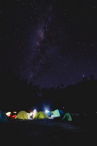 Preview wallpaper tent, camping, starry sky, tents, night