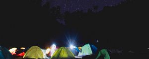 Preview wallpaper tent, camping, starry sky, tents, night