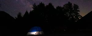 Preview wallpaper tent, camping, stars, sky, night, dark