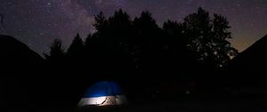 Preview wallpaper tent, camping, stars, sky, night, dark