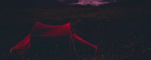 Preview wallpaper tent, camping, sunset, clouds, beautiful