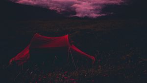 Preview wallpaper tent, camping, sunset, clouds, beautiful