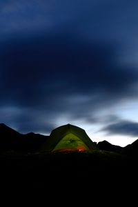 Preview wallpaper tent, dark, camping, mountains, night