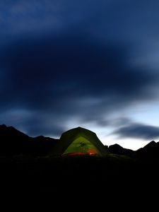 Preview wallpaper tent, dark, camping, mountains, night