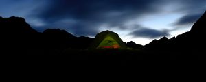 Preview wallpaper tent, dark, camping, mountains, night